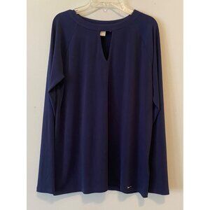 Michael Kors Blouse Womens Navy Blue Long Sleeve Top Medium
